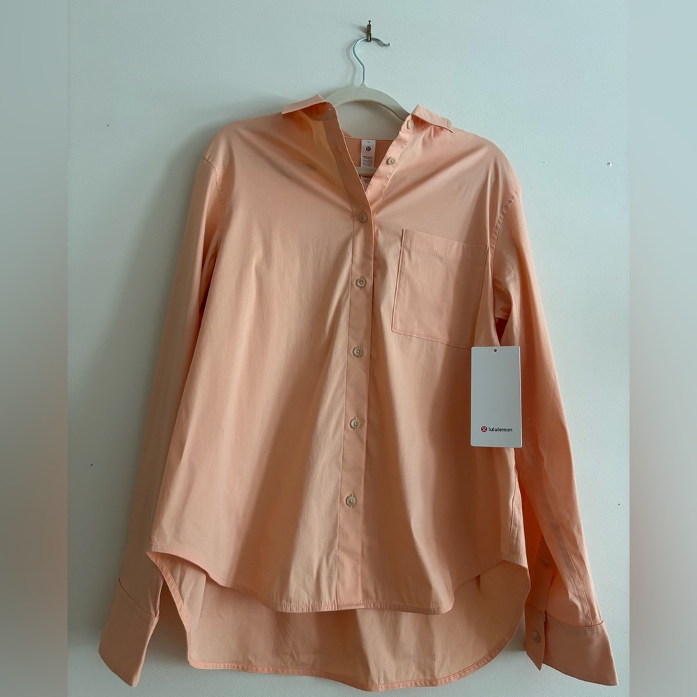 Cotton Blend Poplin Button-Down Shirt